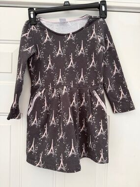 Gymboree Dark Gray Dress with Pink Eiffel Print